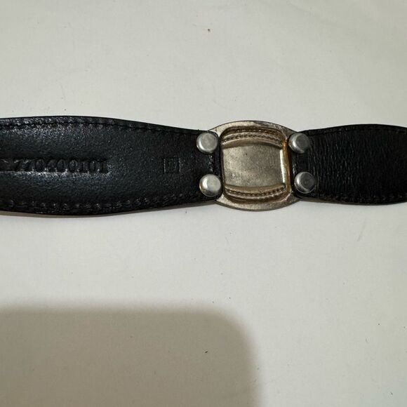 Fossil silver toned metal links leather  women's belt 34” Black Leather Size S - Picture 5 of 9